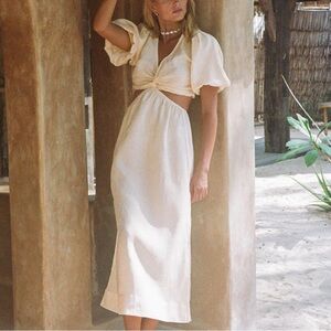Rove - MERAKI Midi Dress - coconut linen - S - NWOT